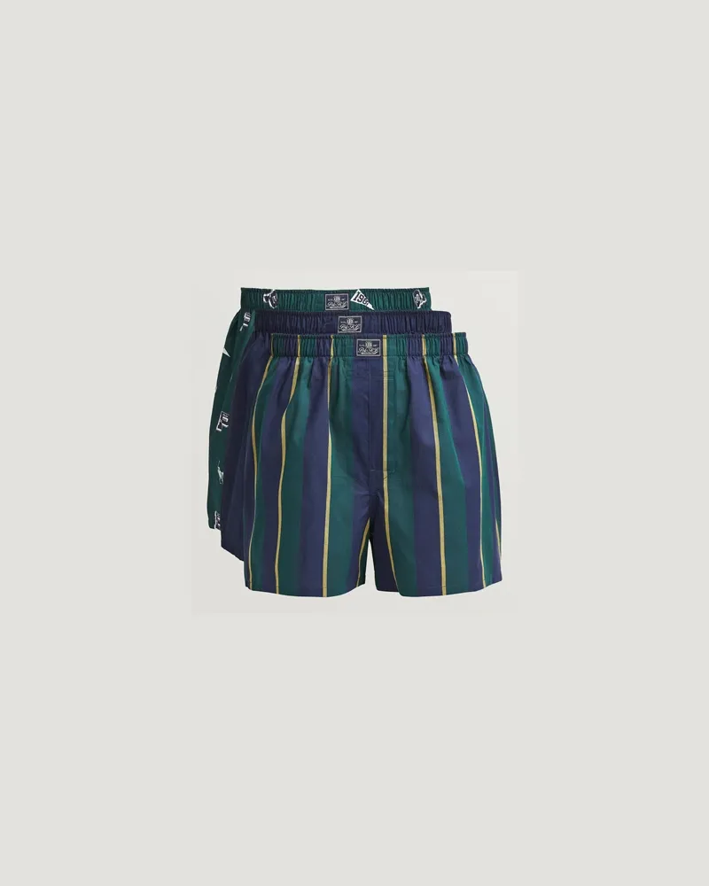 Ralph Lauren 3-Pack Woven Boxer Stripe/All Over Print/Navy Mehrfarbig