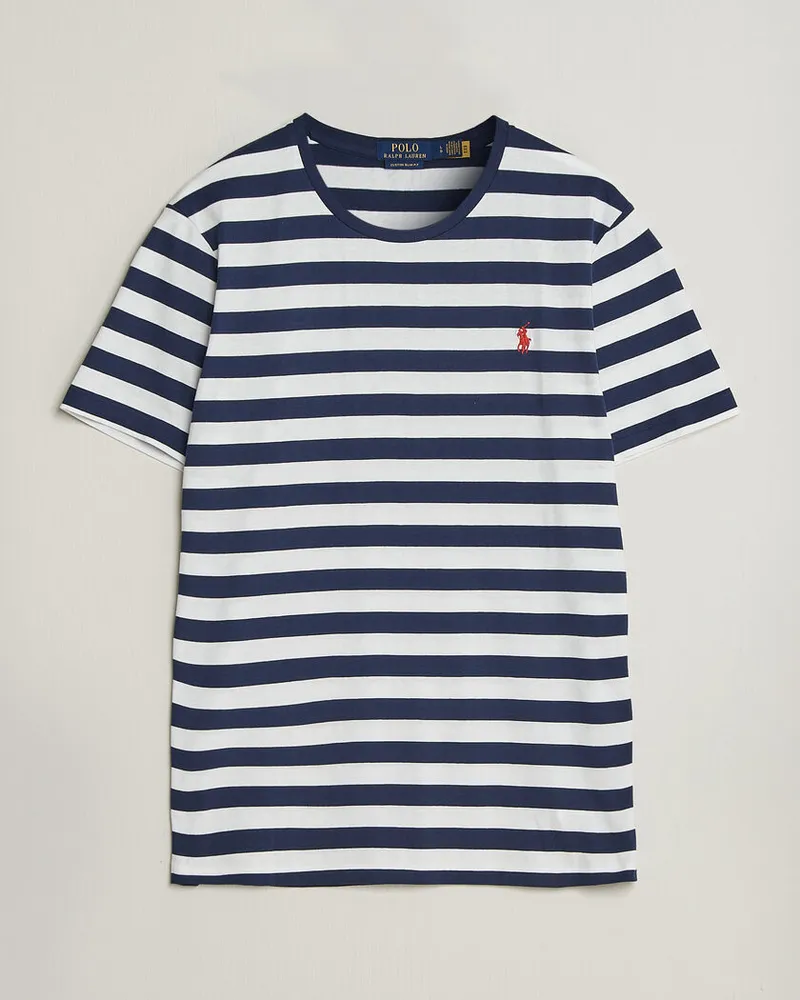 Ralph Lauren Custom Slim Fit Striped T-Shirt Newport Navy Blau