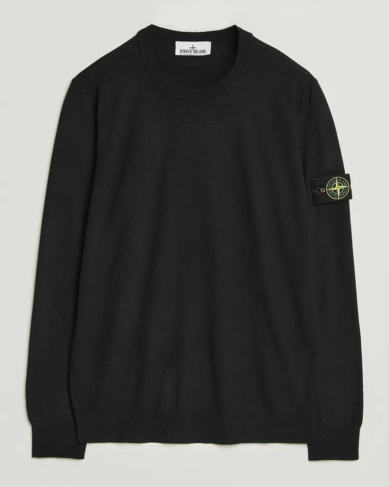 Stone Island Light Pure Wool Crew Neck Black Schwarz