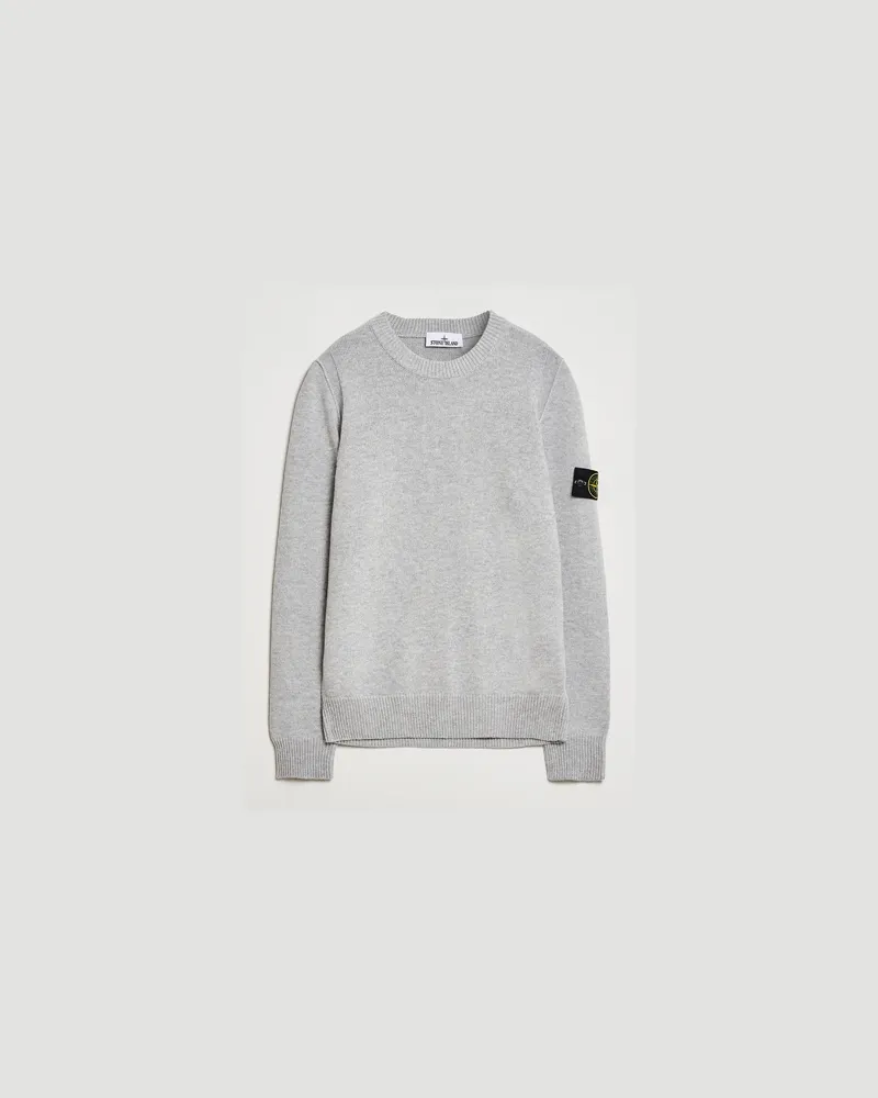Stone Island Knitted Lambswool Crew Neck Grey Melange Grau