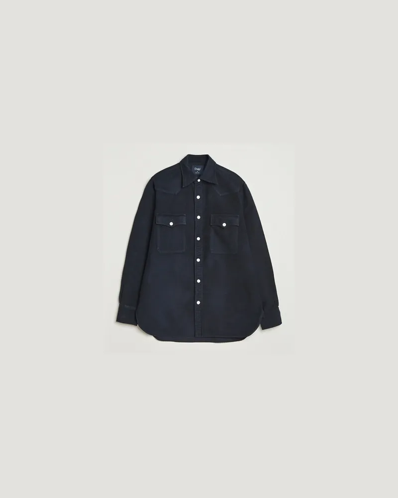 Drake's Moleskine Western Shirt Navy Blau
