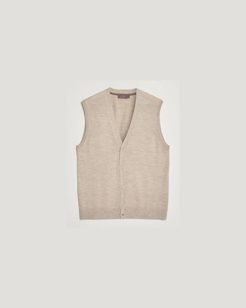 Morris Merino Slipover Vest Khaki Beige