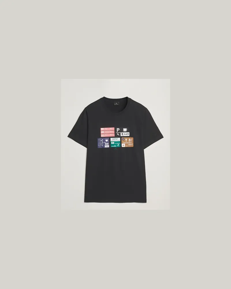 Paul Smith Road Signs Crew Neck T-Shirt Black Schwarz