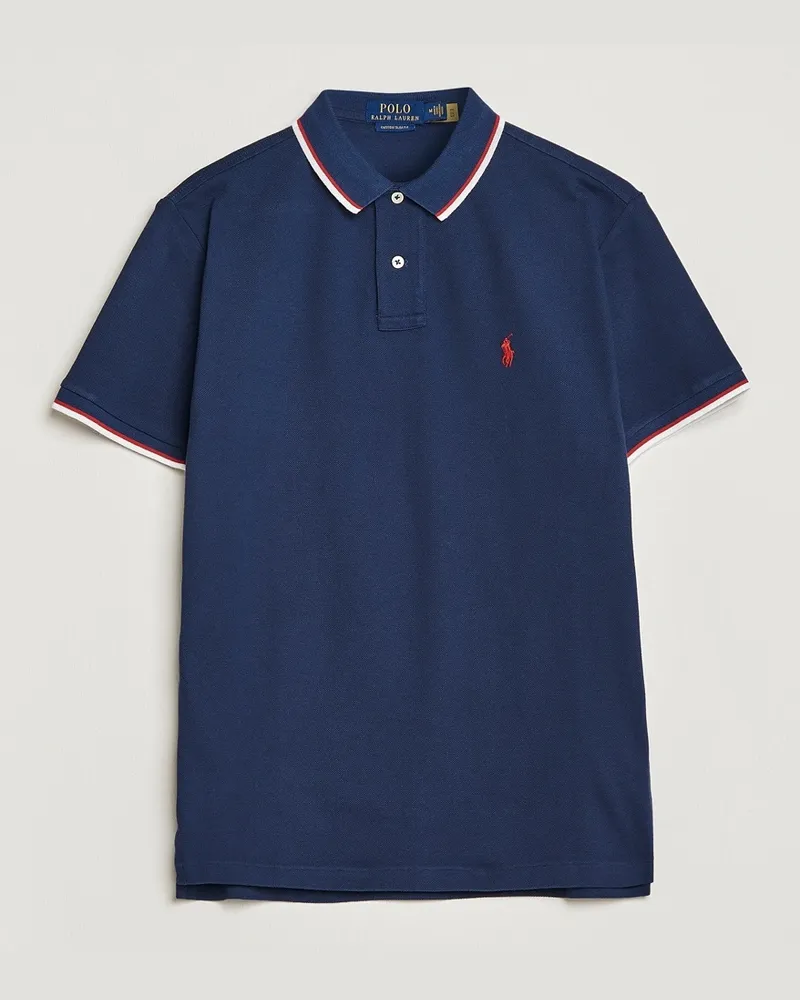 Ralph Lauren Custom Slim Fit Tipped Polo Newport Navy Blau