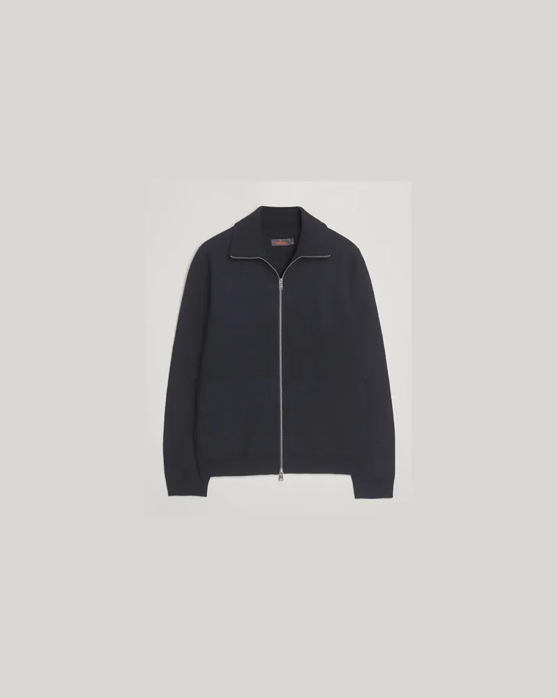 Morris Corke Knitted Zip Jacket Navy Blau