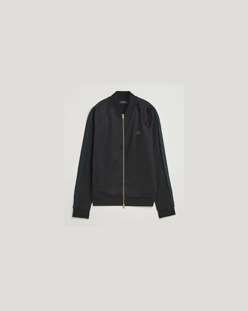 Fred Perry Blackwatch Tartan Taped Track Jacket Black Schwarz
