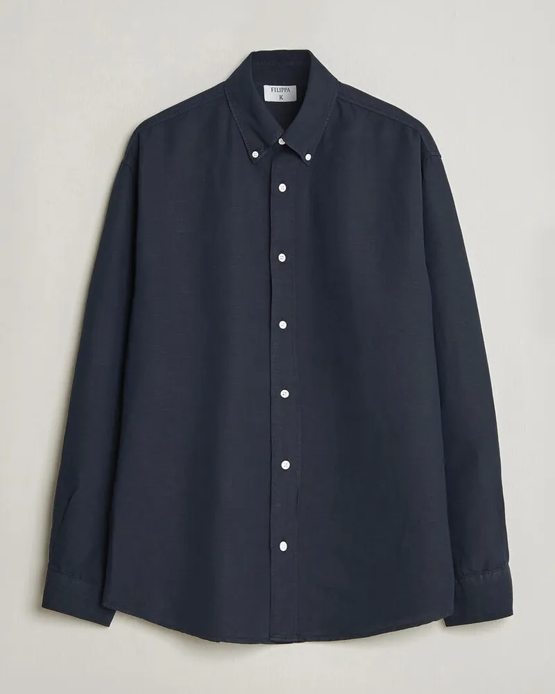 Filippa K Relaxed Cotton/Linen Shirt Navy Blau