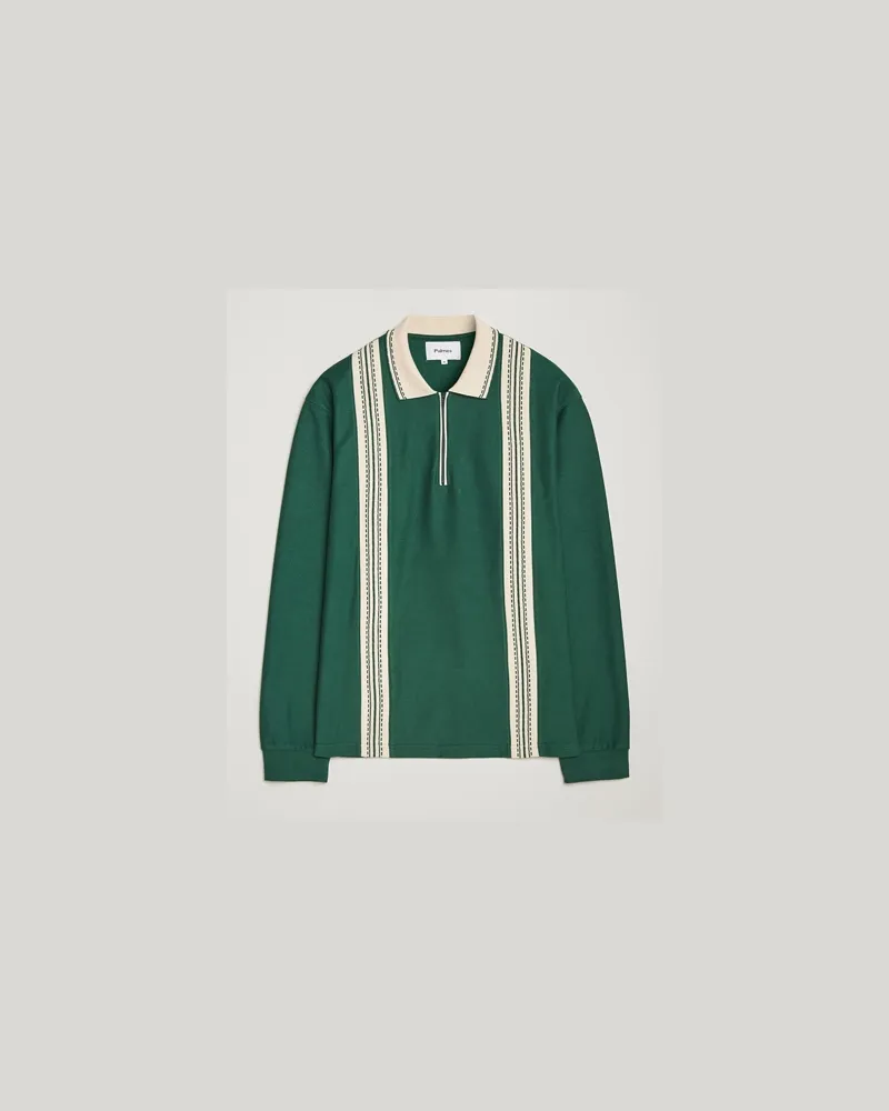 Palmes Rio Long Sleeve Zip Polo Dark Green Grün