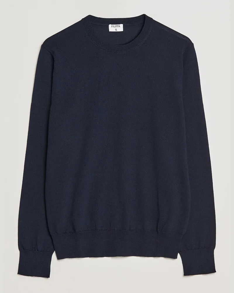 Filippa K Merino Round Neck Sweater Navy Blau