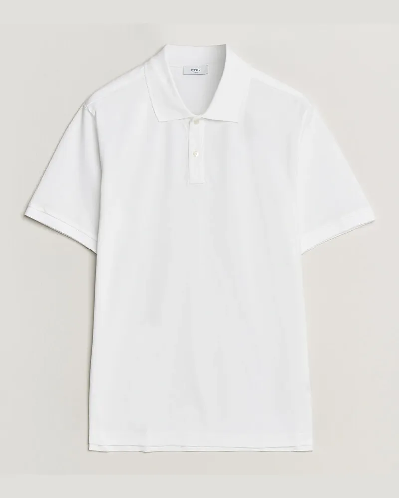 Eton Pima Pique Polo White Weiß