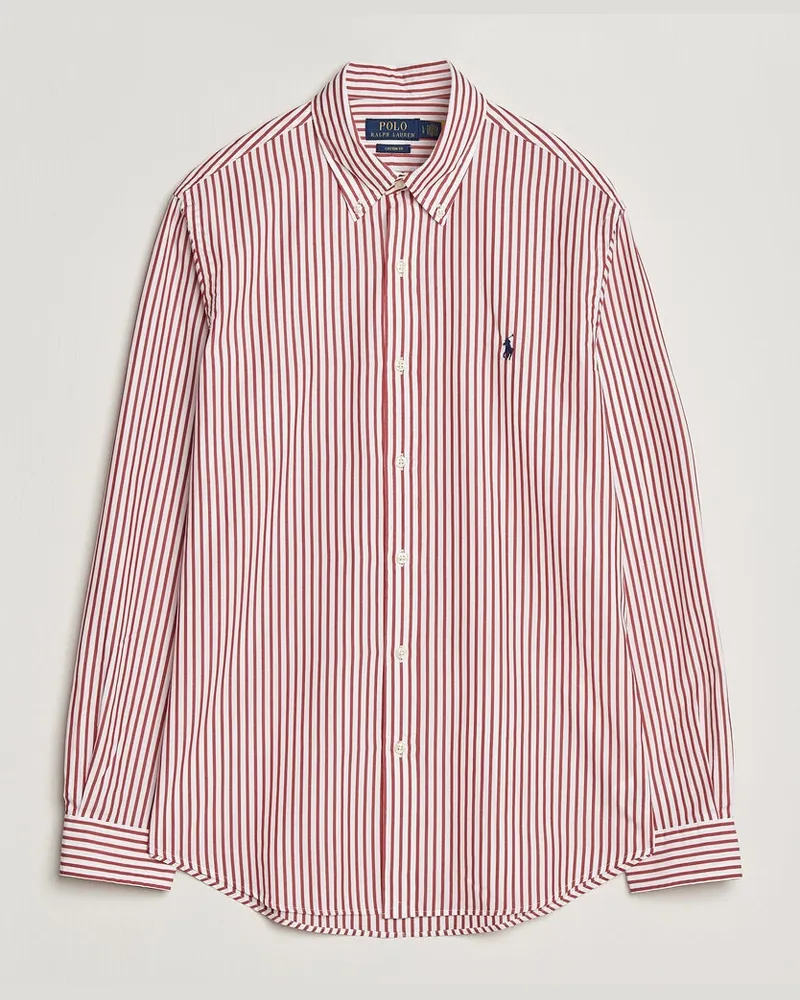 Ralph Lauren Custom Fit Poplin Striped Shirt Bristol Red Rot