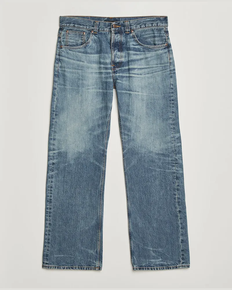 Nudie Jeans Regular Alf Jeans Silver Tracks Blau