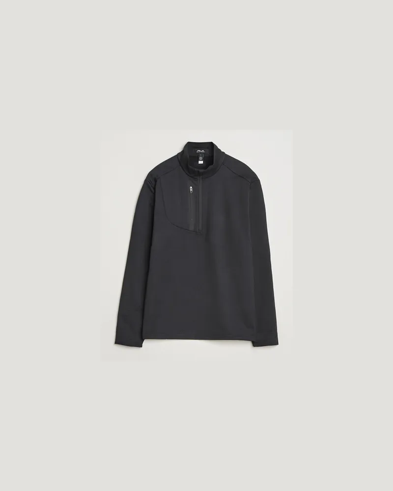 Ralph Lauren Luxury Jersey Half Zip Polo Black Schwarz