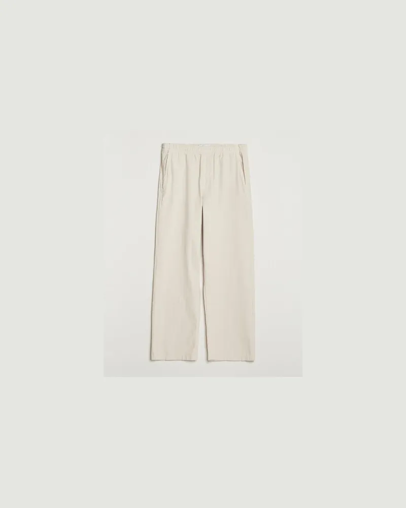 Palmes Lucien Herringbone Cotton Trousers White Sand Weiß