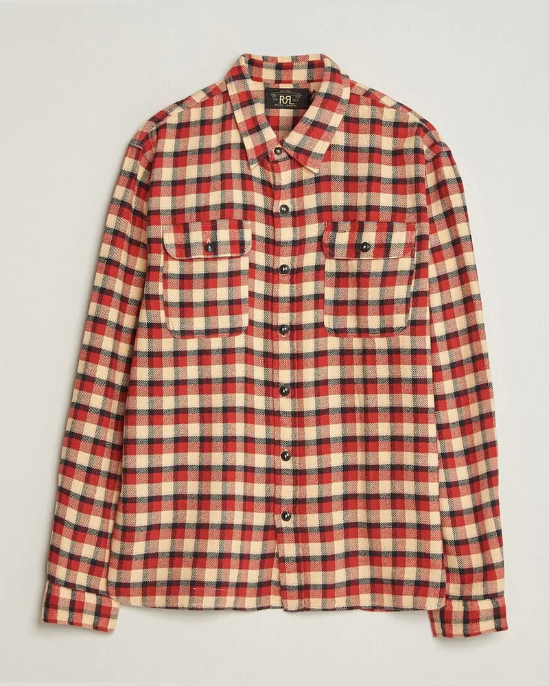 RRL Plaid Flannel Shirt Red/Cream Rot