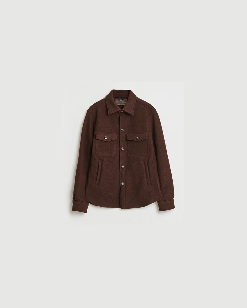 Oscar Jacobson Maverick Boiled Wool Shirt Jacket Brown Braun