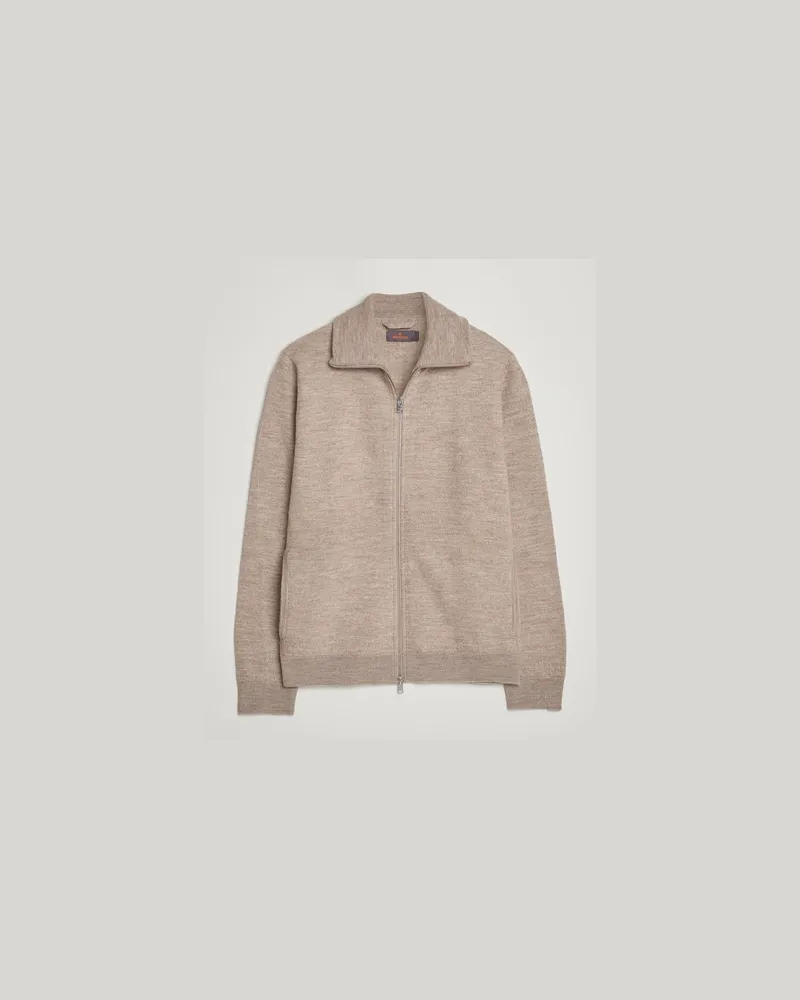 Morris Corke Knitted Zip Jacket Khaki Beige
