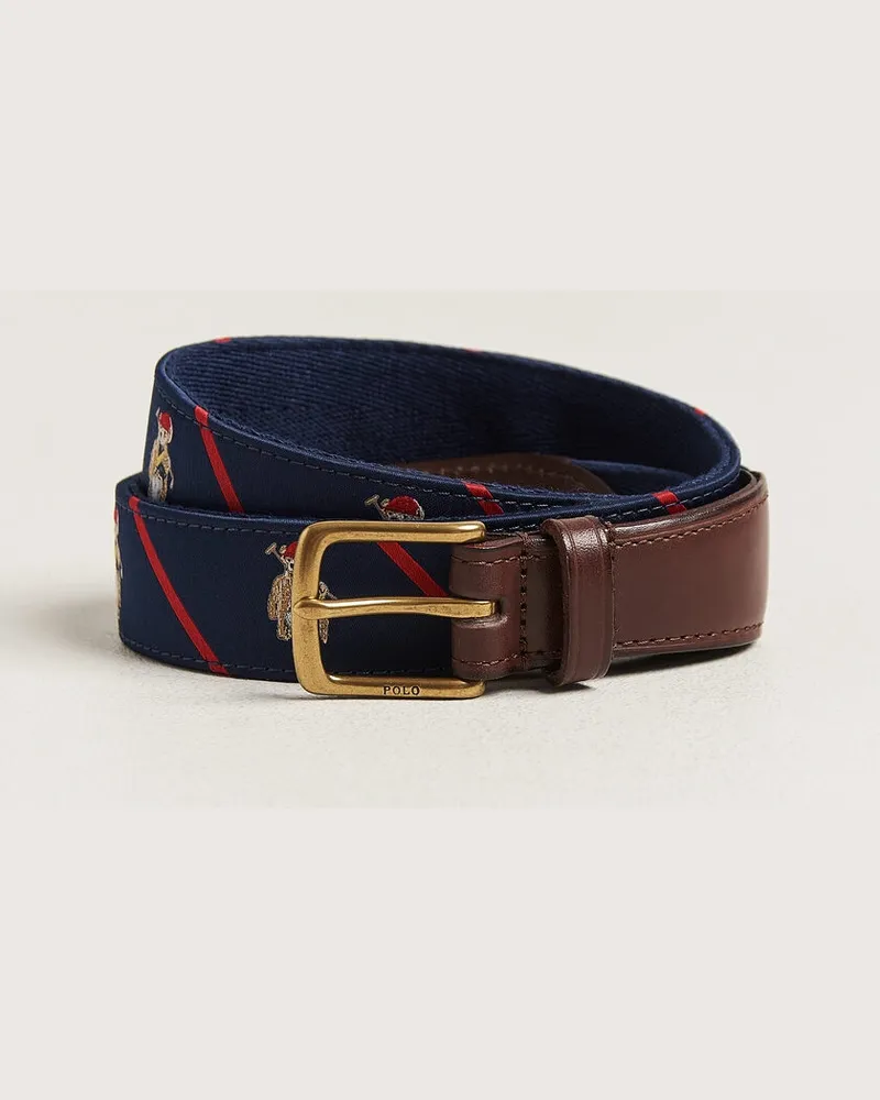 Ralph Lauren Leather Bear Belt Navy Multi Mehrfarbig