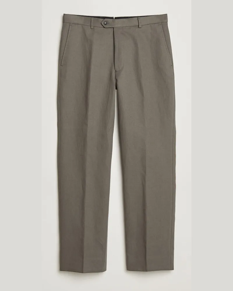 Oscar Jacobson Del Cotton/Linen Trousers Olive Grün