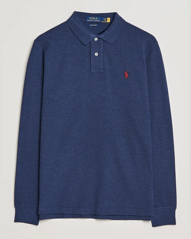 Ralph Lauren Custom Slim Fit Long Sleeve Polo Spring Navy Heather Blau