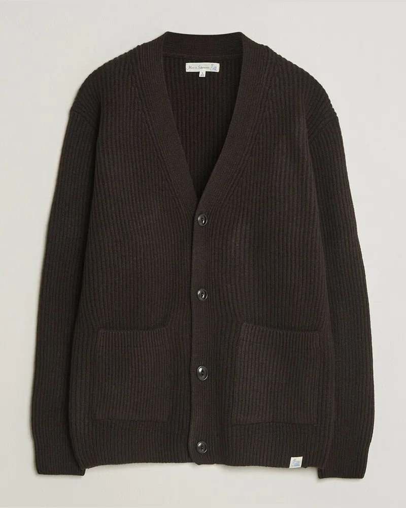 Merz b. Schwanen Merino/Cashmere Knitted Cardigan Espresso Braun