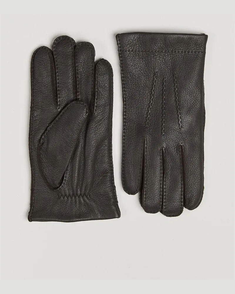 Amanda Christensen Lined Deerskin Gloves Brown Braun