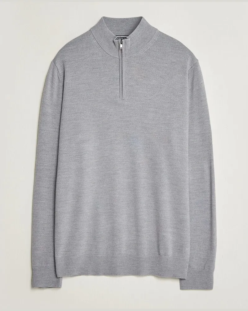 Charles Tyrwhitt Pure Merino Zip Neck Jumper Light Grey Grau