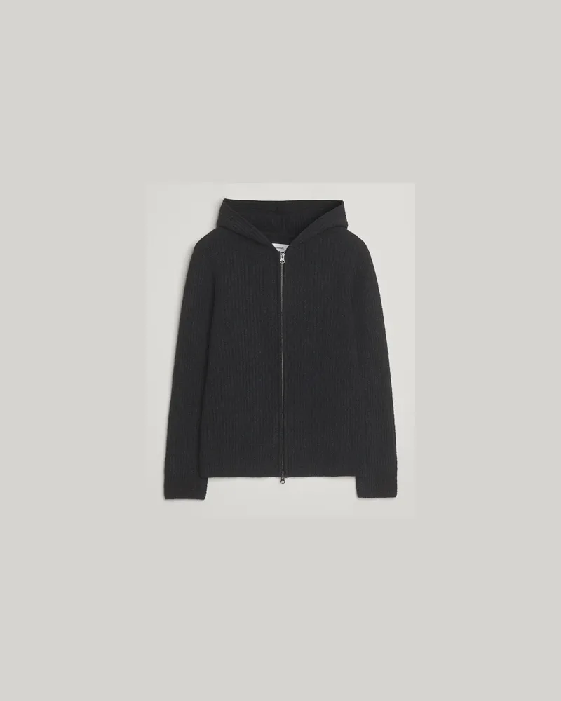 Samsøe & Samsøe Koji Knitted Full Zip Hoodie Black Melange Schwarz