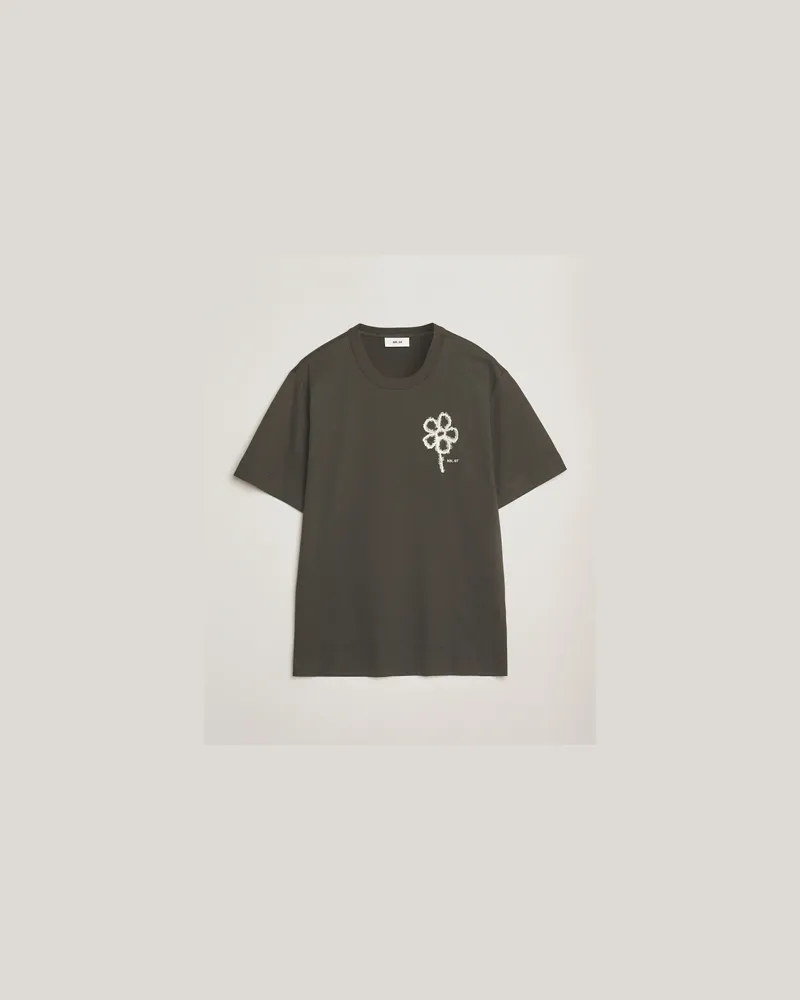 NN 07 Pedro Mercerized Embroidered T-Shirt Dark Army Grün