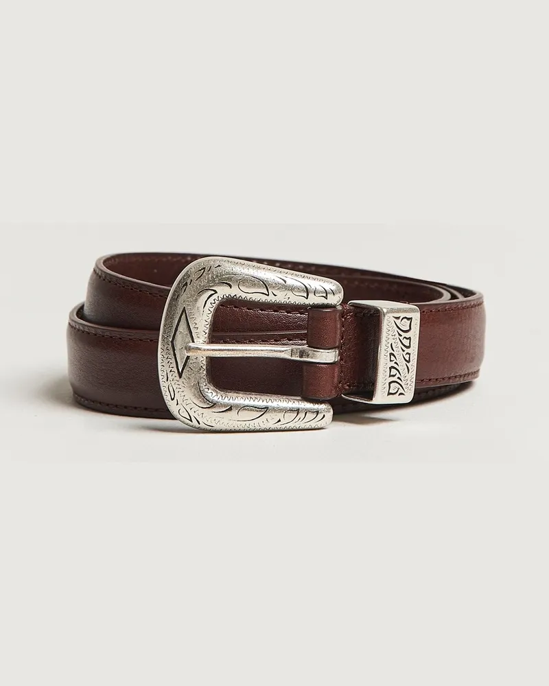 Anderson's Grained Western Leather Belt 2,5 cm Brown Braun