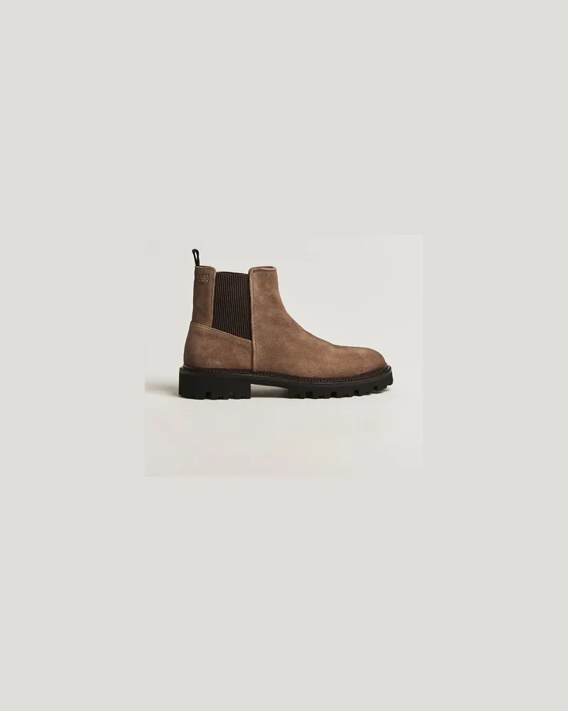 HUGO BOSS Julyo Suede Chelsea Boot Medium Beige Beige