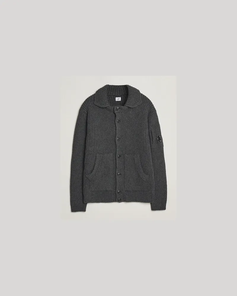 C.P. Company Heavy Lambswool Cardigan Dark Grey Grau