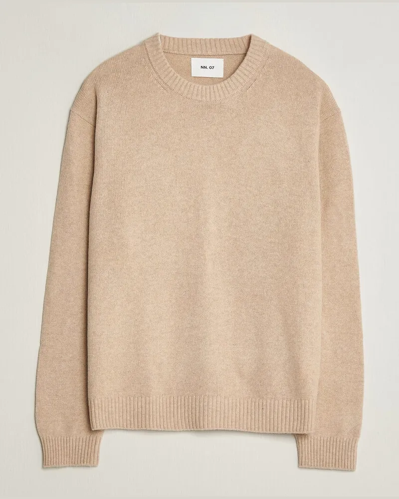 NN 07 Russel Wool/Cotton Knitted Sweater Ecru Weiß