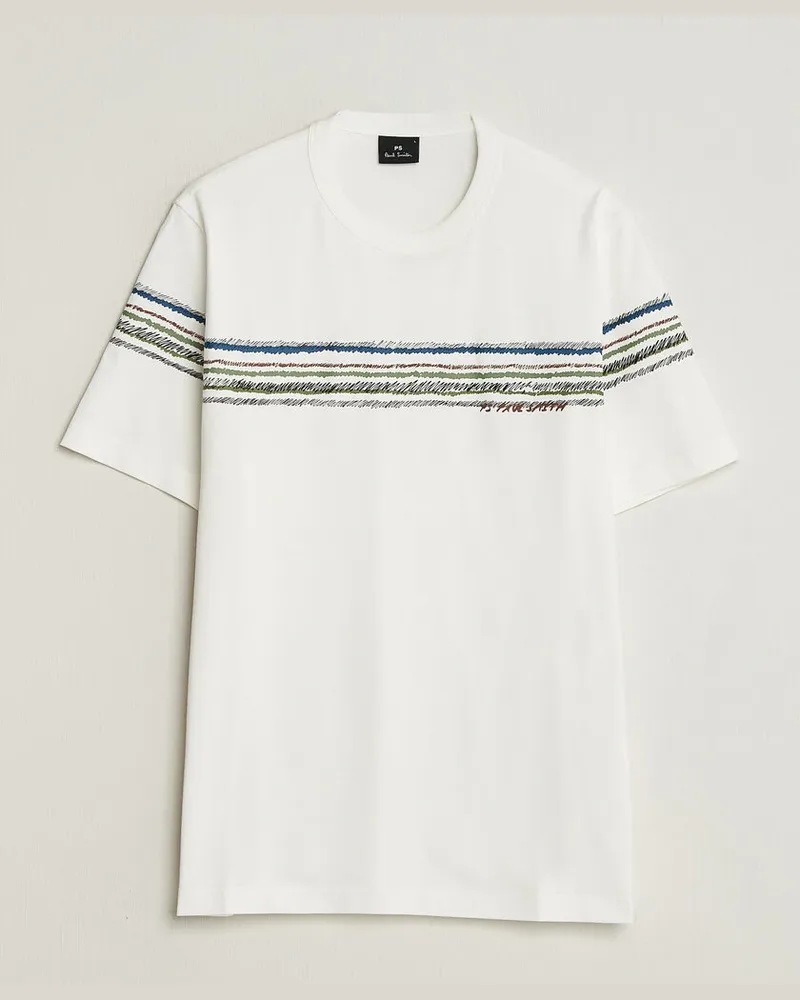 Paul Smith Stripes Crew Neck T-Shirt White Weiß