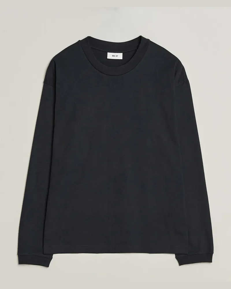 NN 07 Lionel Suvin Cotton Long Sleeve T-Shirt Deep Navy Blau
