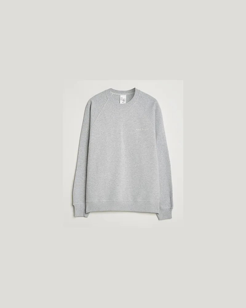 Nudie Jeans Palle Logo Crew Neck Sweatshirt Grey Melange Grau