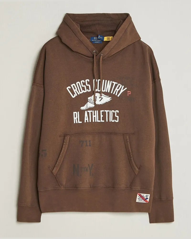 Ralph Lauren Fleece Printed Hoodie Court Brown Braun