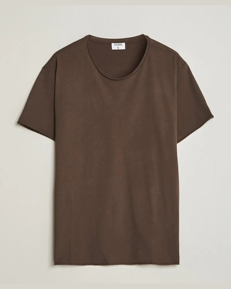 Filippa K Roll Neck Crew Neck T-Shirt Golden Brown Braun