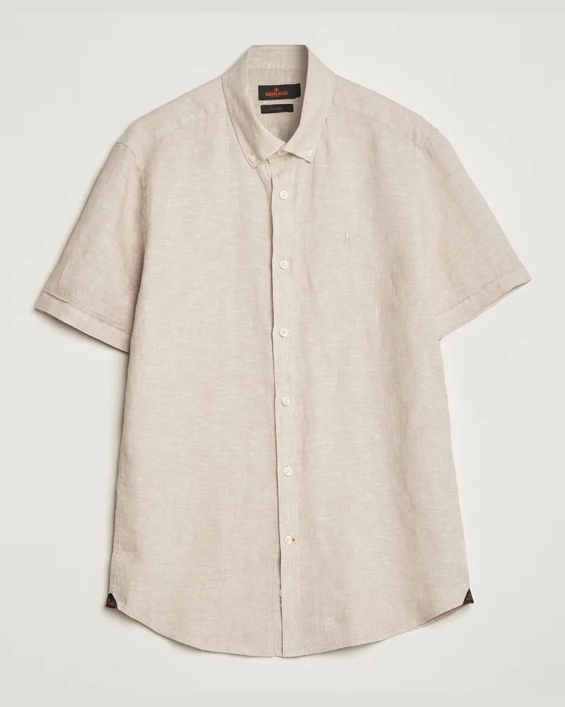 Morris Douglas Short Sleeve Linen Shirt Khaki Beige