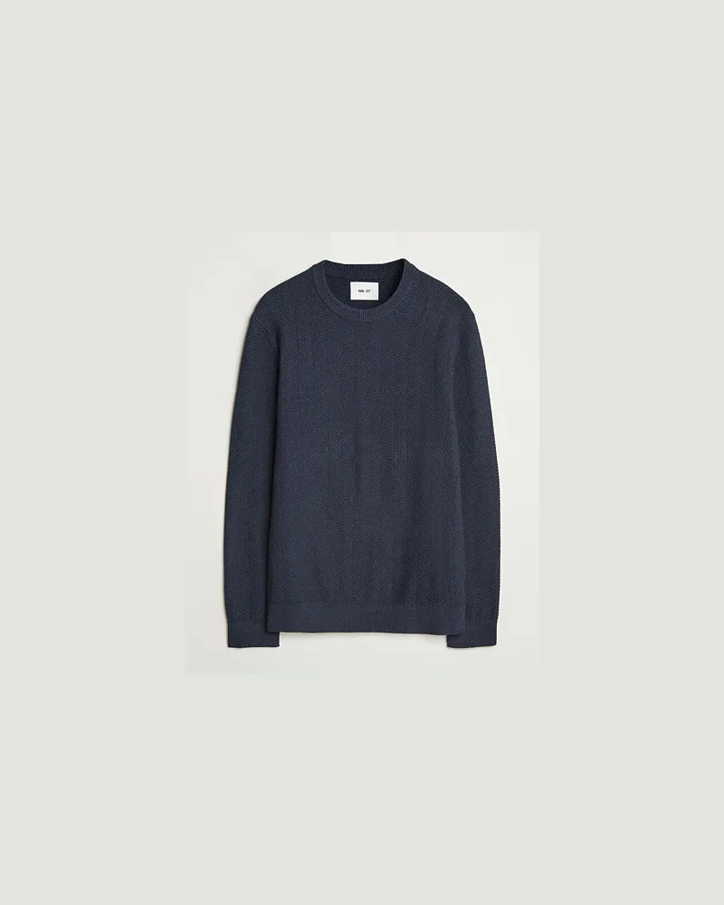 NN 07 Pete Baumwoll Strickpullover Navy Melange Blau