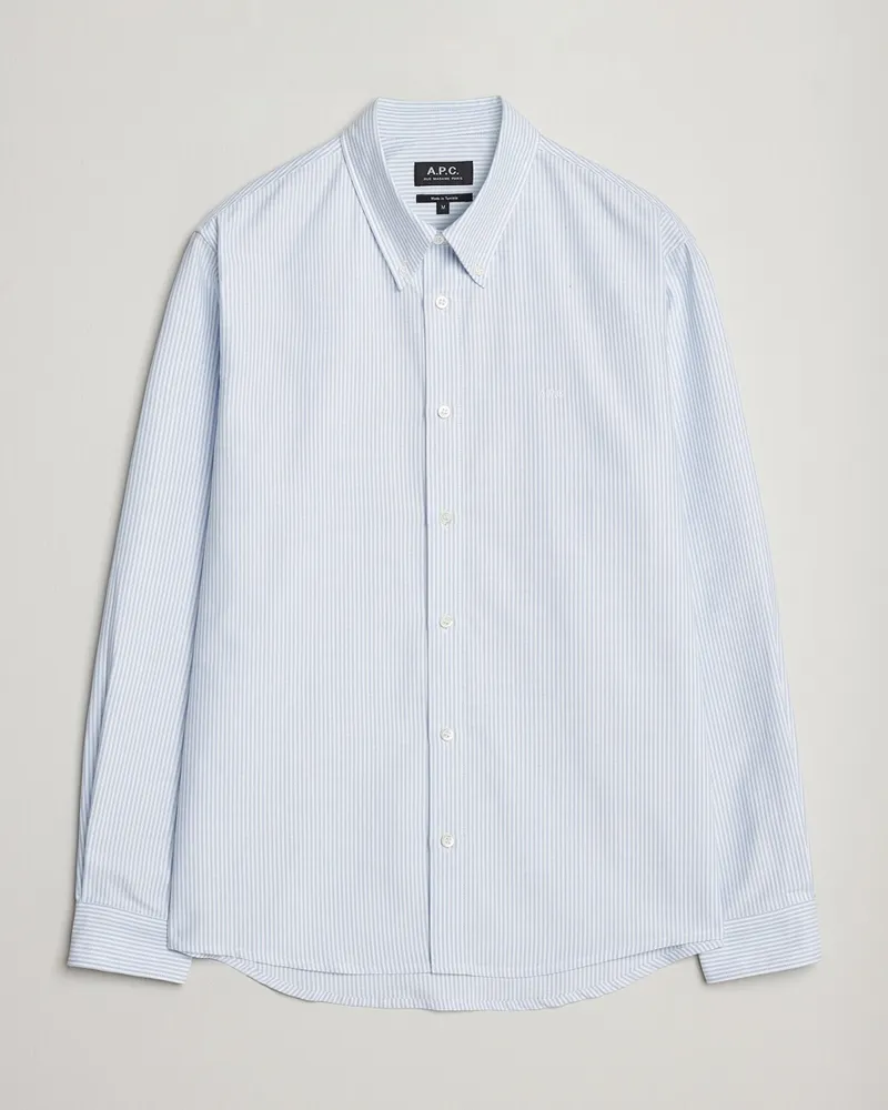 A.P.C. Greg Striped Oxford Shirt Blue/White Mehrfarbig