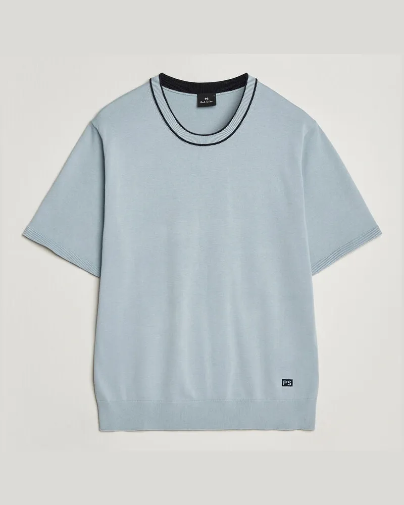 Paul Smith Cotton Knitted T-Shirt Light Blue Blau