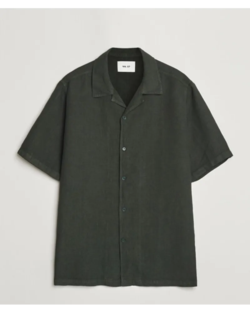 NN 07 Julio Leinen Resort Shirt Rosin Green Grün