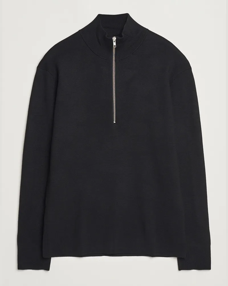 NN 07 Harald Cotton/Modal Half Zip Black Schwarz