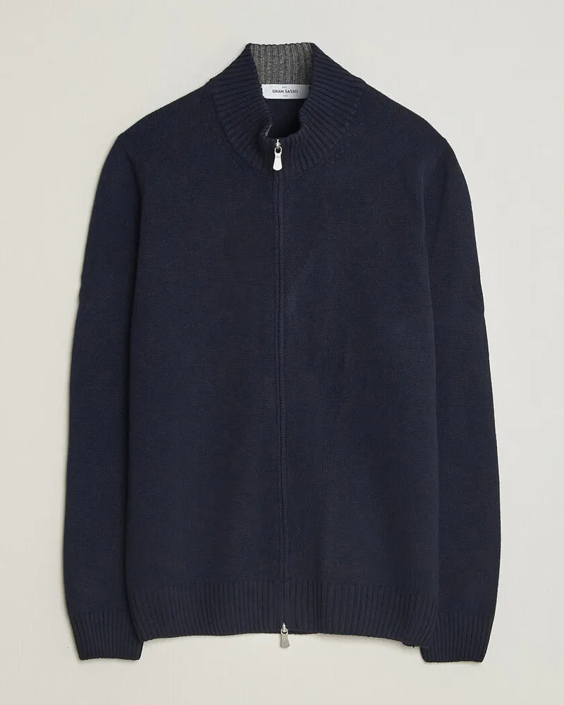 Gran Sasso Wool/Cashmere Full Zip Navy Blau