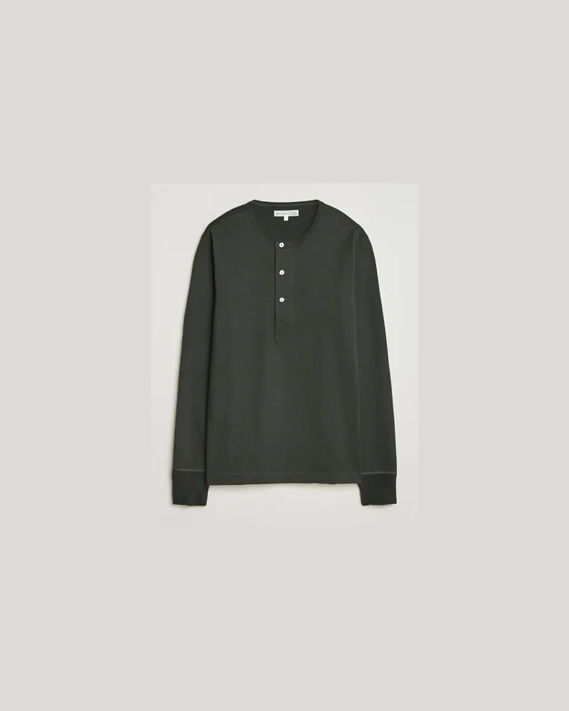 Merz b. Schwanen Classic Fit Sturdy Organic Cotton Henley Forest Green Grün