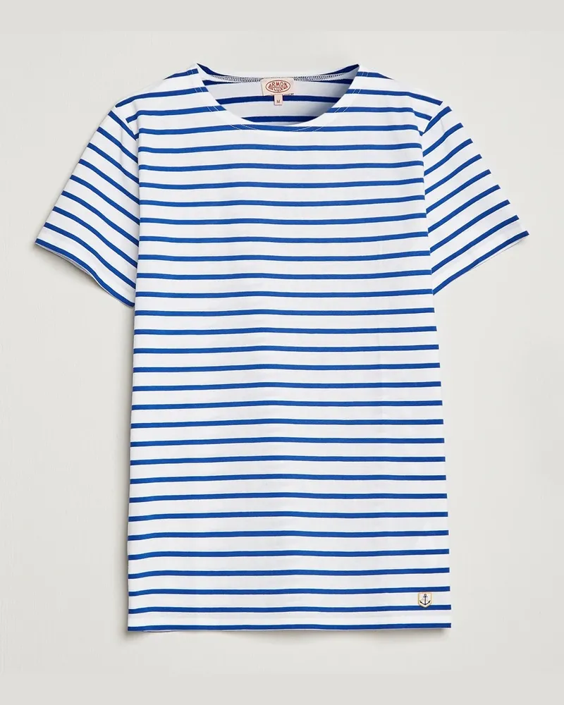 Armor-Lux Hoëdic Boatneck Héritage Stripe T-shirt White/Blue Blau