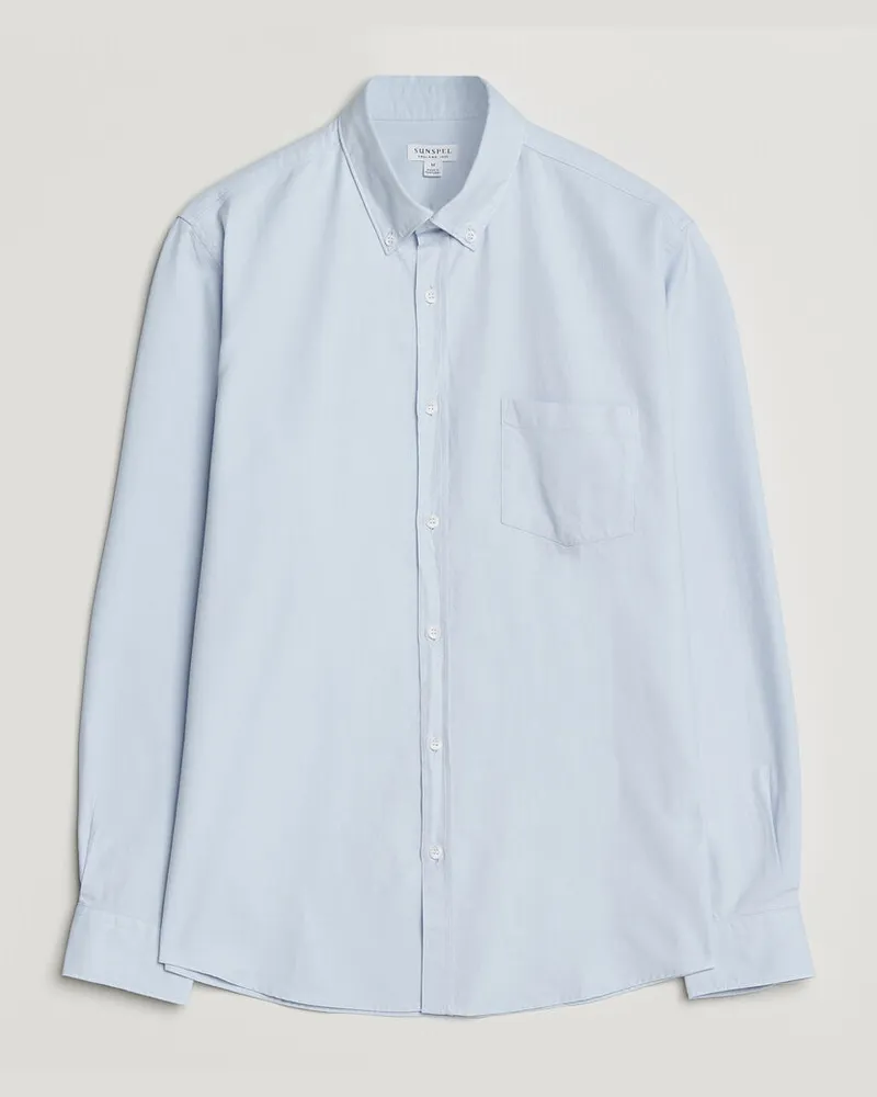 Sunspel Oxford Button Down Shirt Light Blue Blau