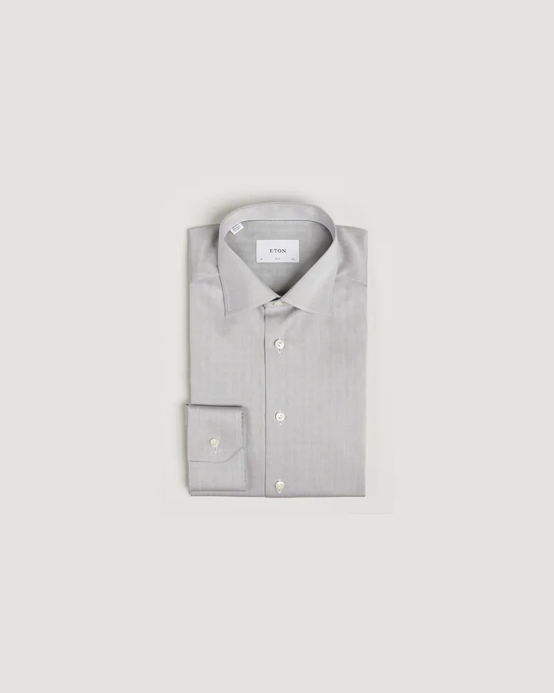 Eton Slim Fit Signature Twill Shirt Beige Grau