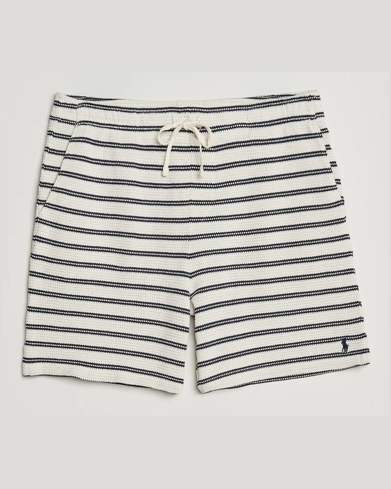Ralph Lauren Knitted Shorts Pale Cream/Newport Navy Weiß